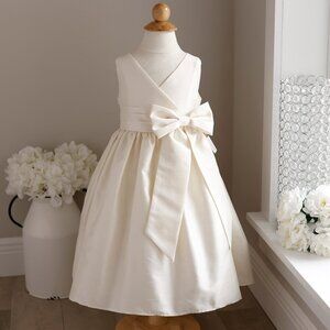 Ivory Cream Flower Girl Dress Silk Tie-Back Sash Special Occasion NWT
